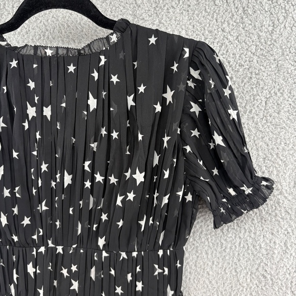 Valencia & Vine Star Print Pleated Mini Dress Black White XS Galaxy Celestial - Picture 13 of 14